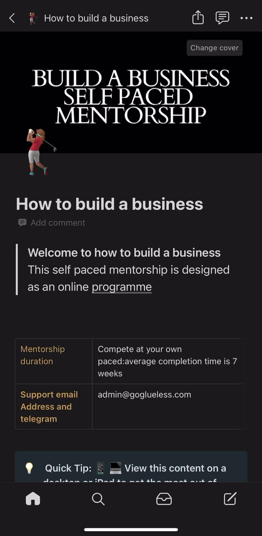 HOW TO BUILD A BUSINESS Self paced mentorship + free 1 hour coaching call